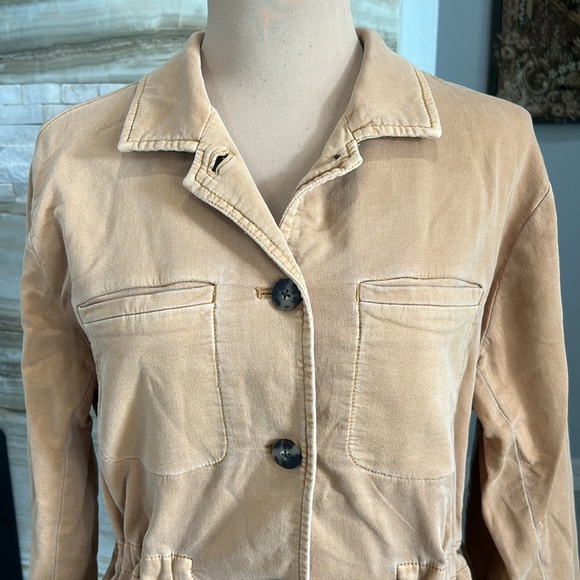 J. Jill Anorak Cinch Waist Cotton Spandex Jacket Toffee Color. Size M - Picture 3 of 9
